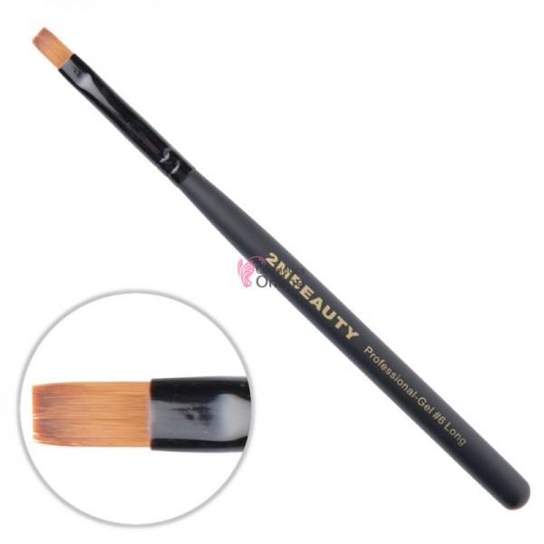 Pensula pentru gel 2M Black Beauty din par natural Long DREPT nr. 6